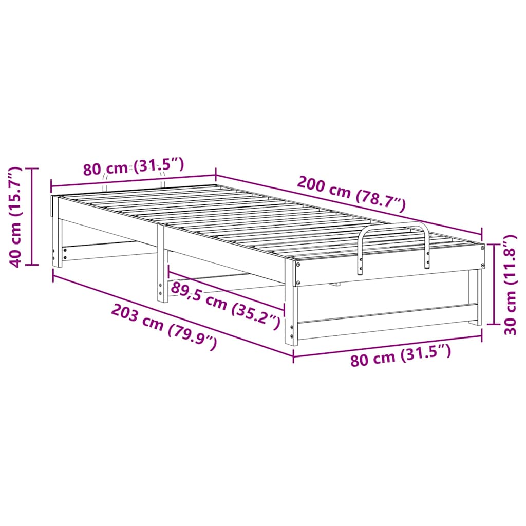 Bettgestell mit Tragegriffen Weiß Massivholz Kiefer